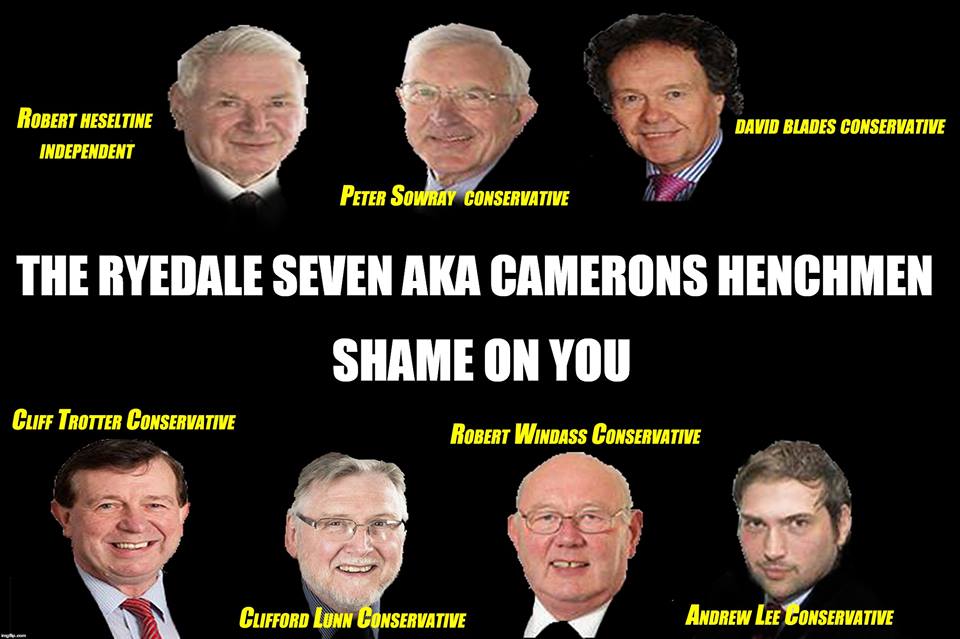 Grassmonster3's tweet photo. The #Ryedale Seven who handed #northyorkshire to the frackers #nameandshame  #ThirdEnergy #fracking #NotOneWell https://t.co/aMUU43jzFg