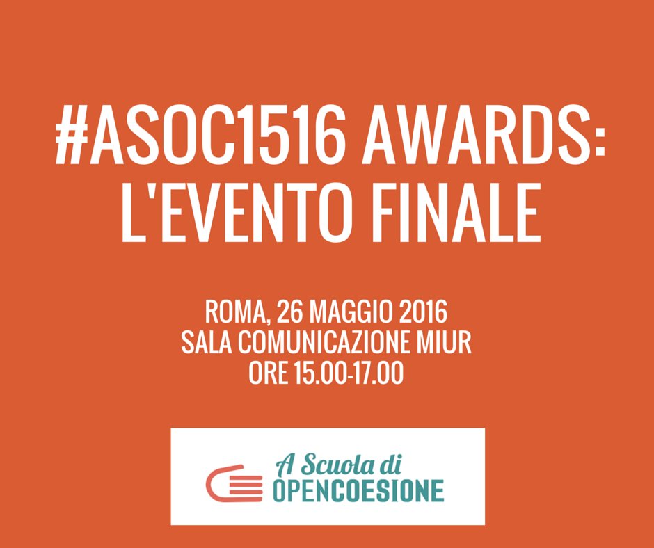 ascuoladioc's tweet photo. #ASOC1516 AWARDS  Ci siamo! Domani l'evento finale di A Scuola di OpenCoesione @MiurSocial  https://t.co/WkEDsYqKXB https://t.co/BWhHDB1Use