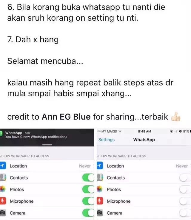 Azrifisme's tweet photo. For those yg having whatsapp problem. https://t.co/AL0k3LQHqr