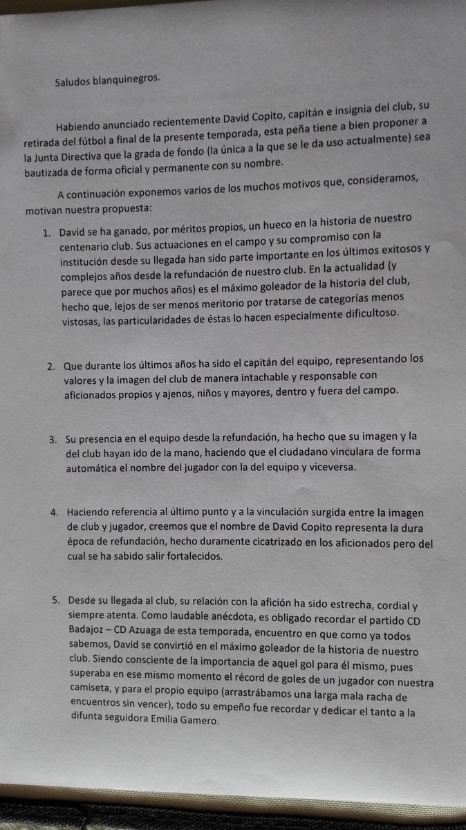 GeneracionesByN's tweet photo. Entregado el escrito en las oficinas del club, solicitando que la grada de fondo reciba el nombre de @davidcopito https://t.co/QnwFXxOvE9