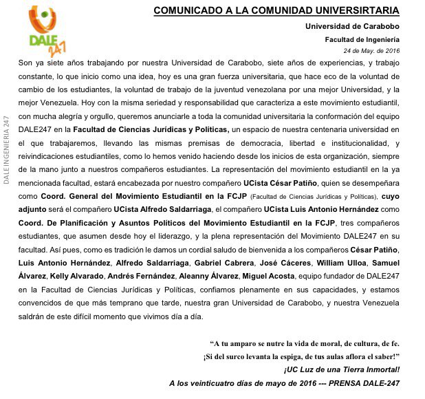 DALEingenieria's tweet photo. Lo que inició como una idea, hoy es una gran fuerza universitaria! Por eso ahora creamos @dalefcjp https://t.co/O2qDeNPbow