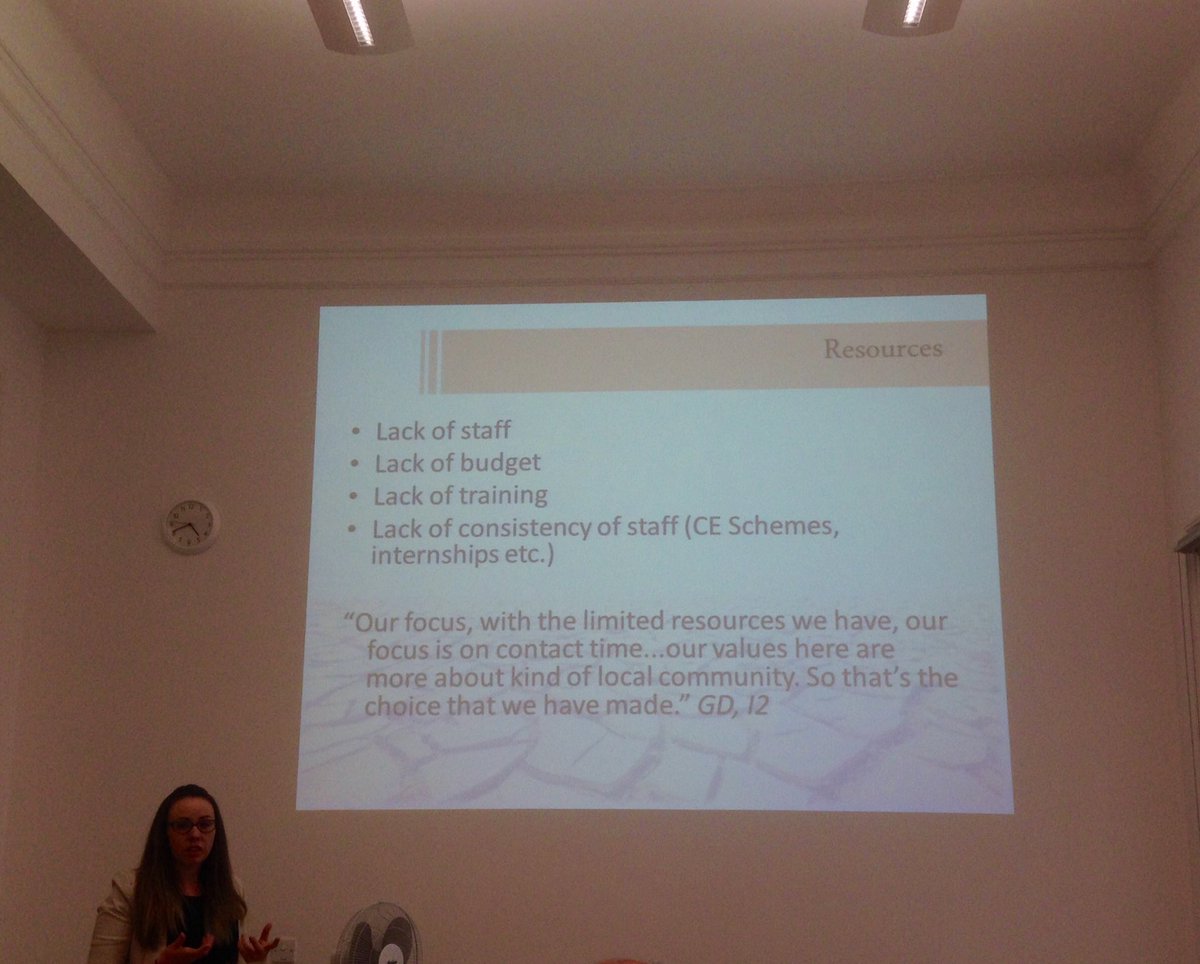 Abi_Gilmore's tweet photo. Fiona Byrne on (lack of) capacity &amp; attitudes to evaluation in Irish museums &amp; galleries @CultureMetrics #UEPmethods https://t.co/0xvTQU6TRE