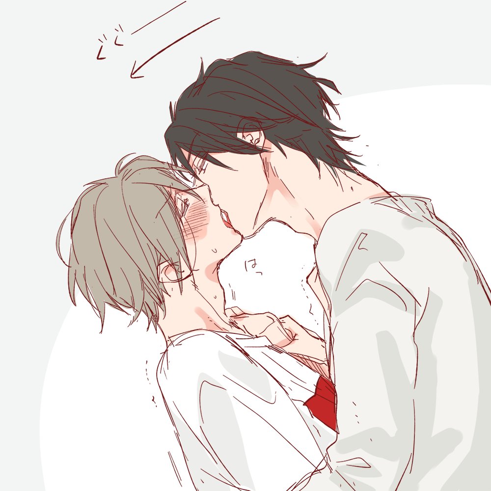 bosh_bosco's tweet image. あ、こっちにUPしてなかったー。こないだのキスの日イラストの続き。抵抗するも結局キスされる…😭💦
