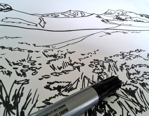 katerobotham1's tweet photo. Back to the drawing board! Feels good to get the pens out again #drawing #alps #mountains #flowers #nature #beauty https://t.co/LmNEoPPL8T