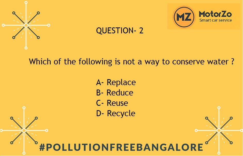 MotorZo's tweet photo. Here is the Second question of #WorldEnvironmentDay #PollutionFreeBangalore Contest. #MotorZo #SmartCarService https://t.co/ETlpOkLvER