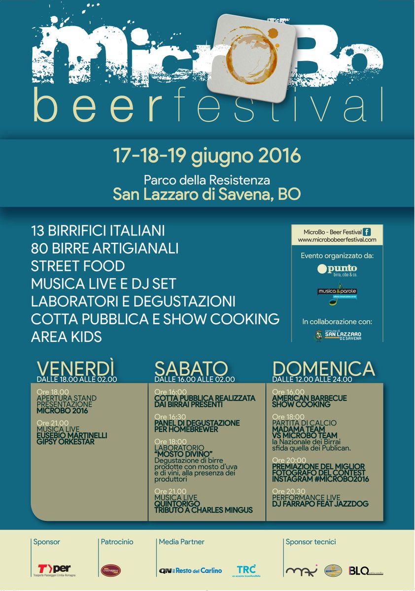 microbobeerfest's tweet photo. La locandina! MicroBo sta per arrivare: 17-19 giugno! #microbobeerfest #birra #birraartigianale #bologna #craftbeer https://t.co/0Qwl4JhI6s