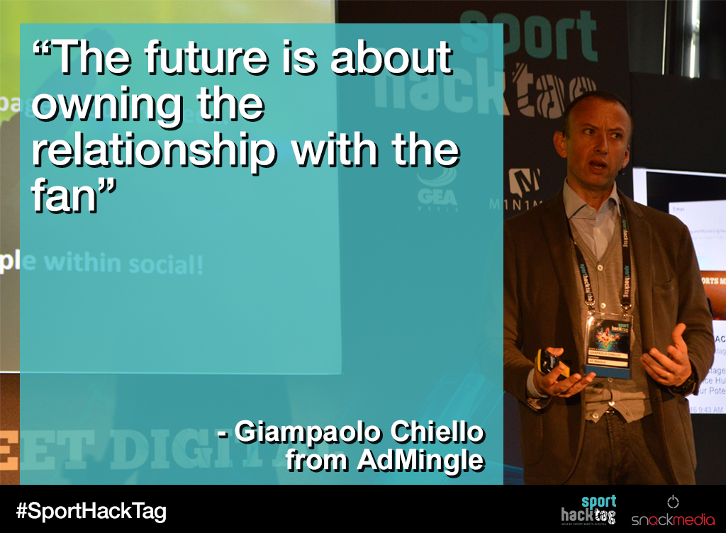 sporthacktag's tweet photo. .@gchiello on the way forward for sports brands. #SportHackTag https://t.co/C83kQ9P9vT