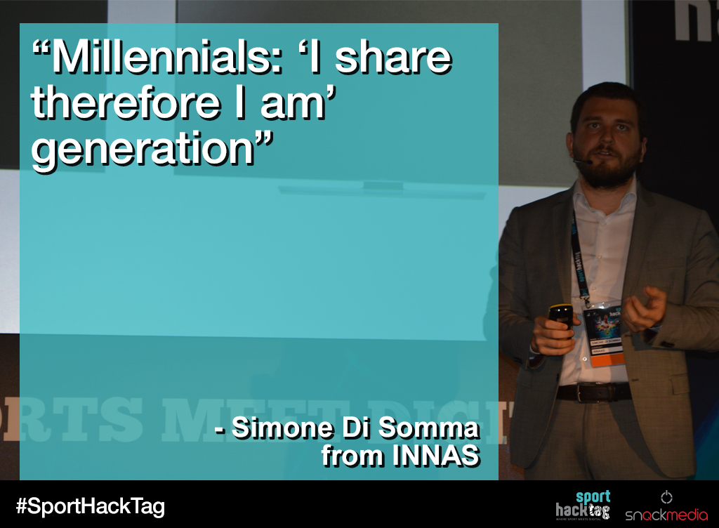 sporthacktag's tweet photo. Simone Di Somma pinpointing a key characteristic of Millennials. #SportHackTag https://t.co/TSZ6bIRBdS
