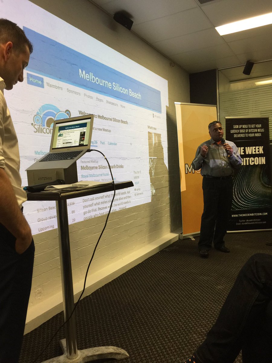 alantsen's tweet photo. Next up we have @SiliconBeachMel talking about what they're up to #bitcoinmelb https://t.co/PddTDTcagV