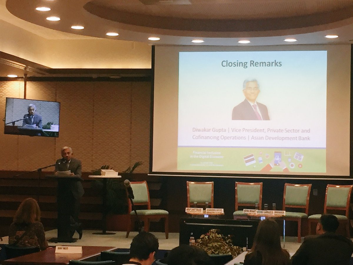 ADB_HQ's tweet photo. LIVE: "Let's keep dialogue going on #digitalfinance and boost #financialinclusion" ADB VP Gupta closes #DigiFin16 https://t.co/p2IJJQ2DmE