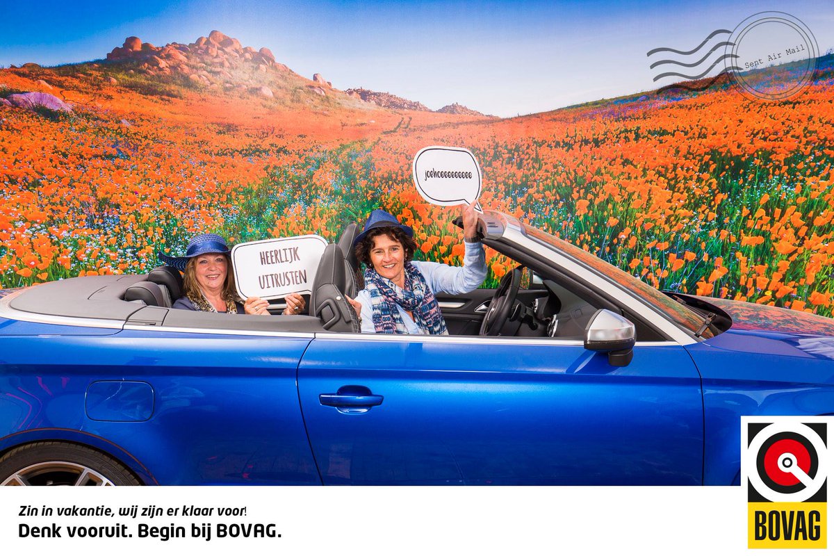 Zin in vakantie! Tijdens de hele <a href="/LibelleZomerwk/">Libelle Zomerweek</a> in Almere bij de BOVAG-stand mooi op de foto in de Audi RS3 Cabrio!