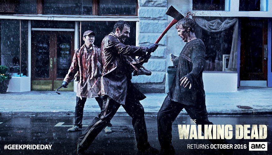 WalkingDead_AMC's tweet photo. Rick and Glenn’s first time in walker guts had us geeking out. #TWD #GeekPrideDay https://t.co/70w5O2zbhG