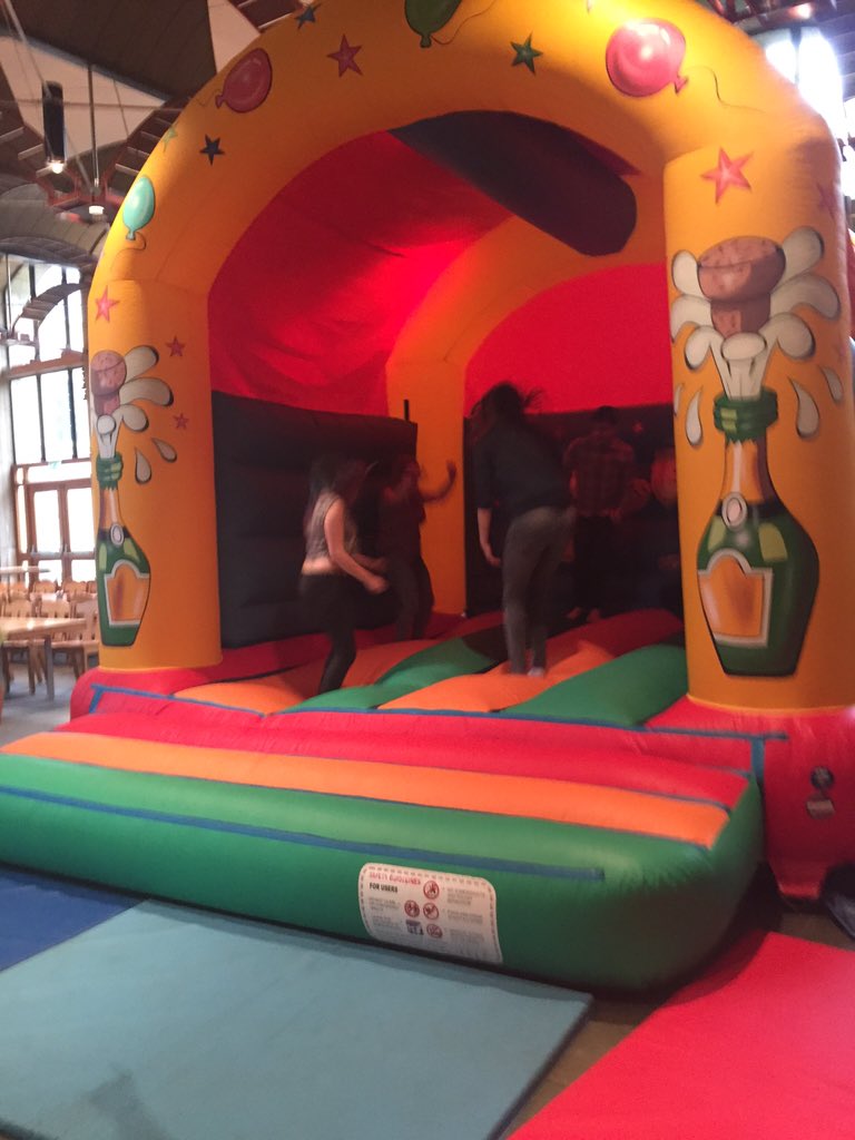 Bouncy castle run by the JCR today was a great revision break!! #twodownfivetogo #OxTweet