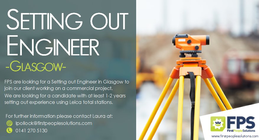 FPSrecruitment's tweet image. FPS are looking for a #SettingoutEngineer in #Glasgow to join our client working on a commercial project.