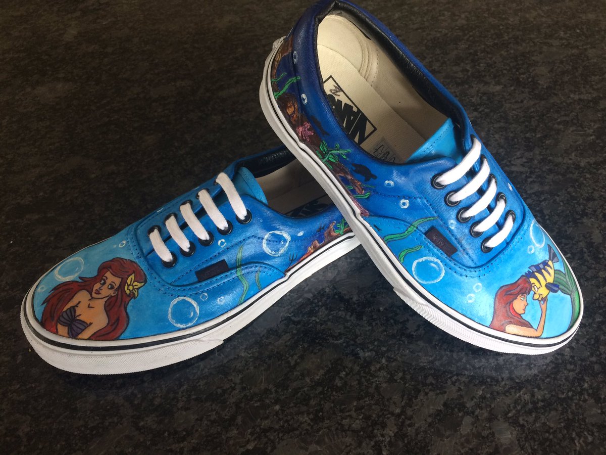 RLCustomSnaps's tweet image. Custom #LittleMermaid Vans on order from lucky customer #RLCustomSnapbacks #Disney #handpaintedshoes #Vans #fashion