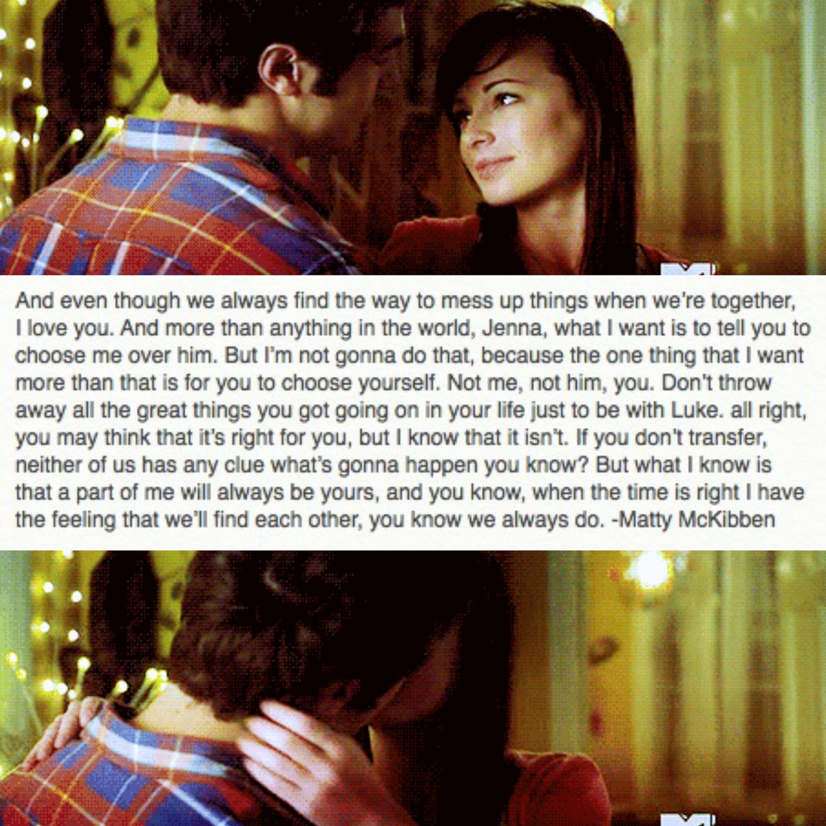 Realimperfectly's tweet photo. #Awkward #LastEpisode #Spoiler #LaChicaInvisible #TeamMatty #JennaAndMatty #MattyMcKibben #JennaHamilton 😍 https://t.co/XraaPZBxG9