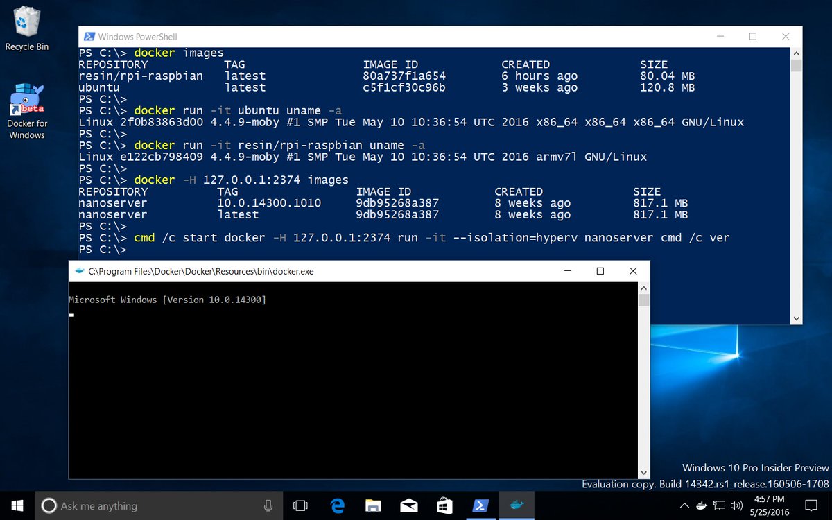 stefscherer's tweet image. Funny, I can run @docker containers of three platforms (Linux/x64, Linux/arm, Windows) in #Windows10.