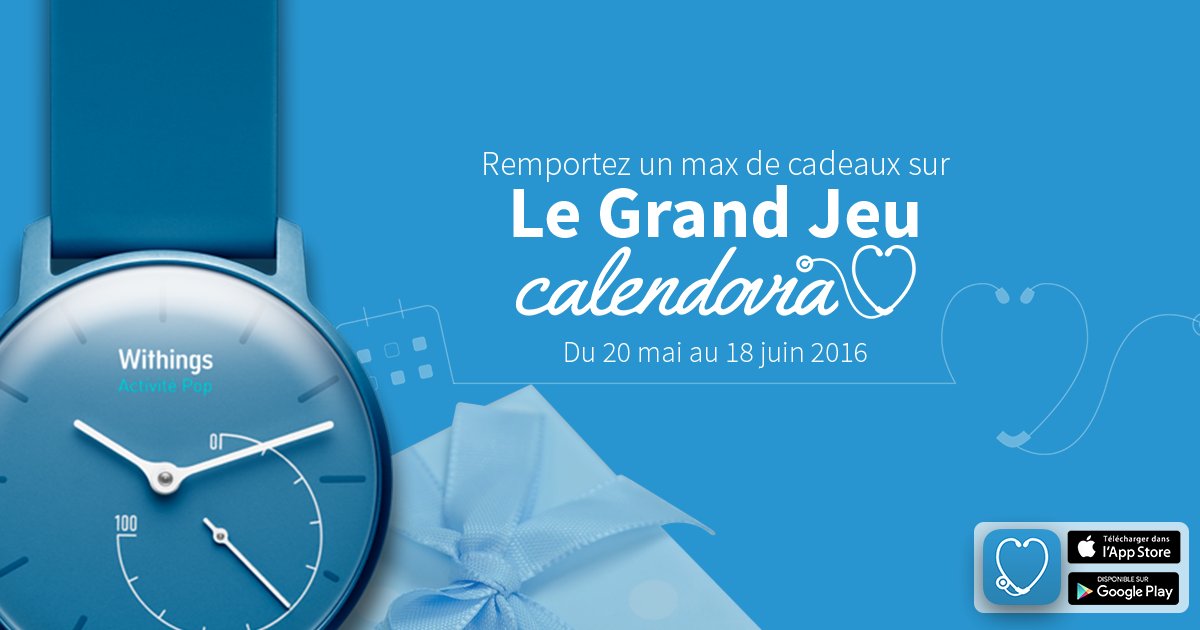 calendovia's tweet image. Pas encore inscrit sur Facebook pour gagner une montre Withings ou une Smartbox? C'est ici : bit.ly/GrandJeuCalend…
