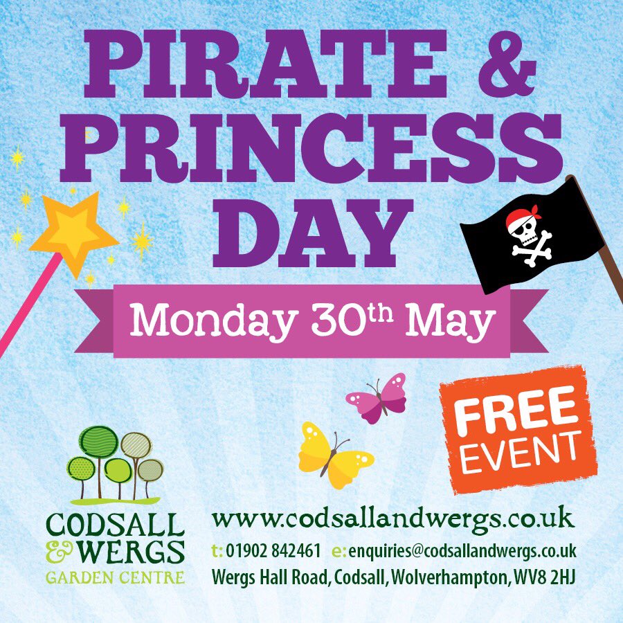Codsall_Wergs's tweet photo. #free event #kids #children #princess #pirate #belle #cinderella #bankholidayweekend #gardencentre #local https://t.co/TS0sAKbtEb