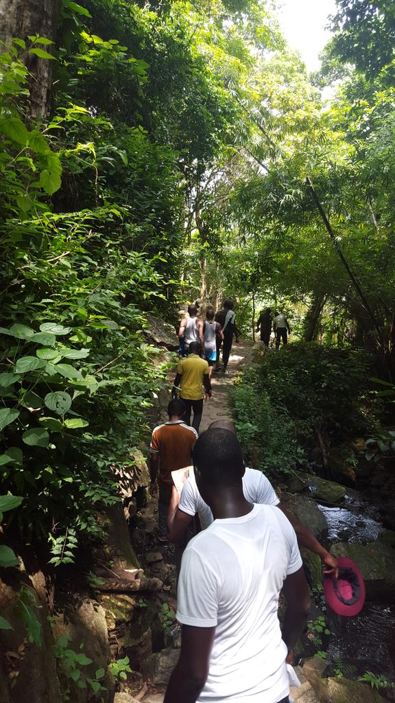 Climbing to the top of ilesha falls