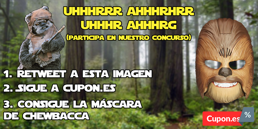 cupon_es's tweet photo. ¡Sorteamos la máscara de Chewbacca! 👉 Haznos RT + Follow para conseguirla #OrgulloFriki https://t.co/6OdhMo40fG