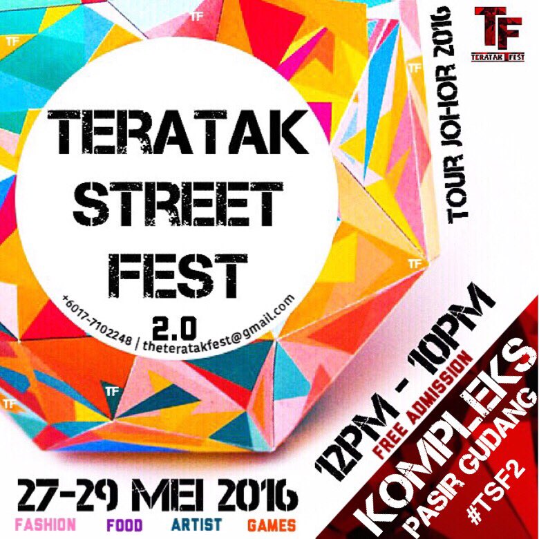 teratakfest's tweet photo. @MP_PASIRGUDANG Jemput datang semua ke TERATAK STREET FEST2.0 di KOMPLEKS PUSAT BANDAR PASIR GUDANG pada 27/5-29/5😘 https://t.co/zAZCmQM16b