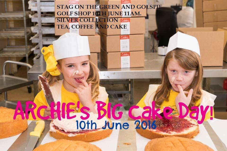 GolspieGolfClub's tweet photo. @StagOnTheGreen  from 11am on 10/6/16 in exchange for your silver.  In aid of #archiefoundation @ScottishGolf #cakes https://t.co/m2ePJpQLYv
