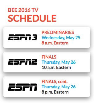 ScrippsBee's tweet photo. LIVE #spellingbee COVERAGE begins in 8 minutes!  Here’s where to watch us today and tomorrow. https://t.co/7KoFCHrHRo