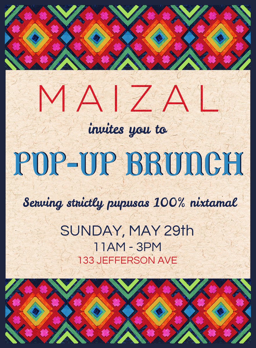 Pop-up #brunch This Sunday. Strictly #Pupusas 100% de #nixtamal Get a taste of #ElSalvador