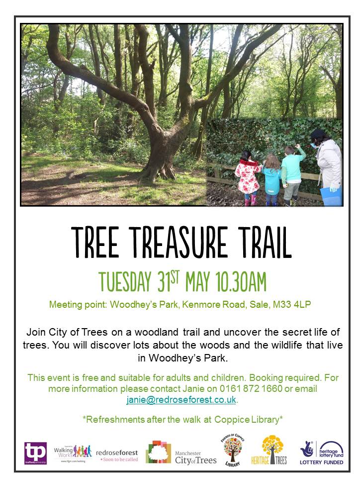 Still places on our fab Tree Treasure Trail next week in Woodheys Park...
<a href="/salemummynet/">Sale Mummy Network</a> <a href="/WoodheysPA/">Friends of Woodheys</a> <a href="/CoppiceLibrary/">FriendsofCoppiceLibr</a>