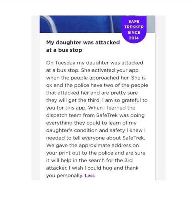 stopthetrade311's tweet photo. Someone's story of them using the app @SafeTrek check out SafeTreks Instagram for more stories. #helptheunheard https://t.co/2lkwZKlzLp