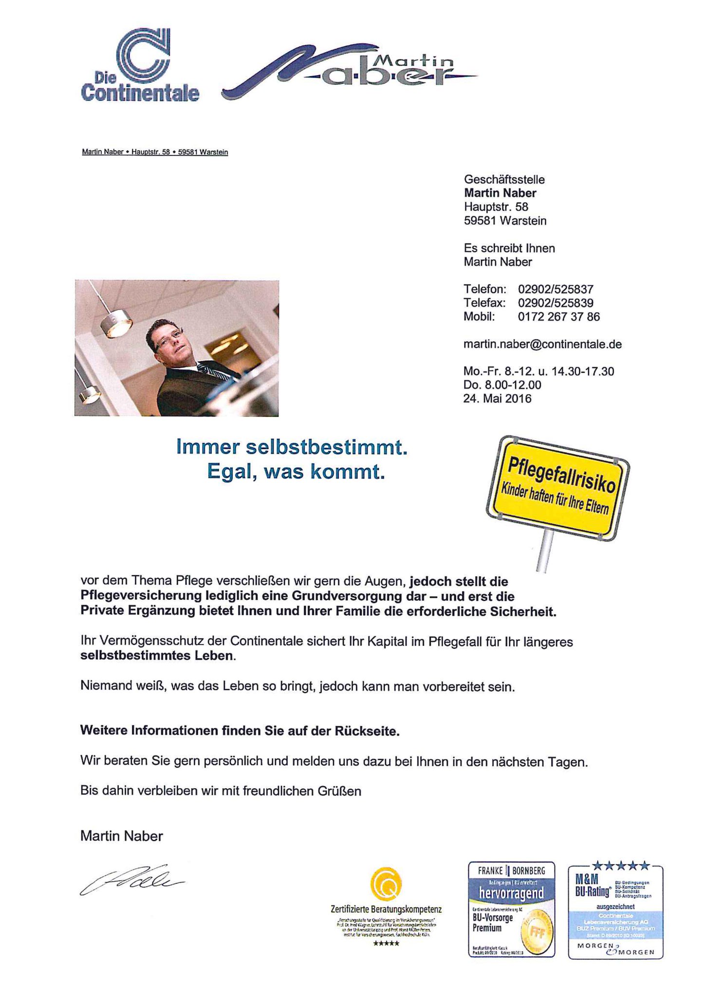 Martin Naber Pflege Kapitalerhalt Warstein Continentale Pflegeimmobilien Verdienstausfall Arbeitskraft Berufsunfahigkeit