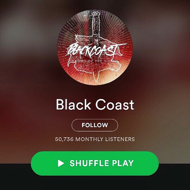 blackcoastuk's tweet photo. Our @Spotify monthly listeners 50,000+...that'll do nicely! Thank you all very much👌🏻💯🍾🍾 https://t.co/m5Qi6TaU5M