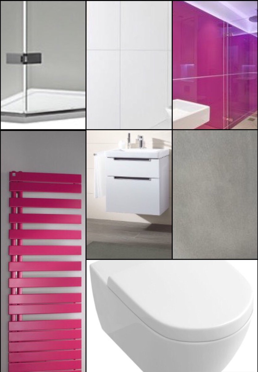 Bold and bright ensuite coming up! Clean &amp; crisp white with a hint of raspberry #colour #interior #renovation