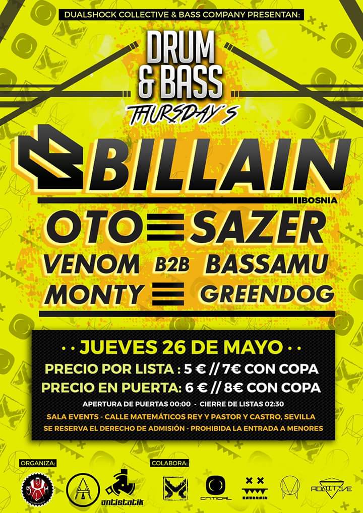 DualShockSpain's tweet image. Sabéis a quién tenemos mañana en la Sala Events?? Por primera vez en Andalucía... BILLAIN!!! #Dnb #Bosnia #DrumNBass