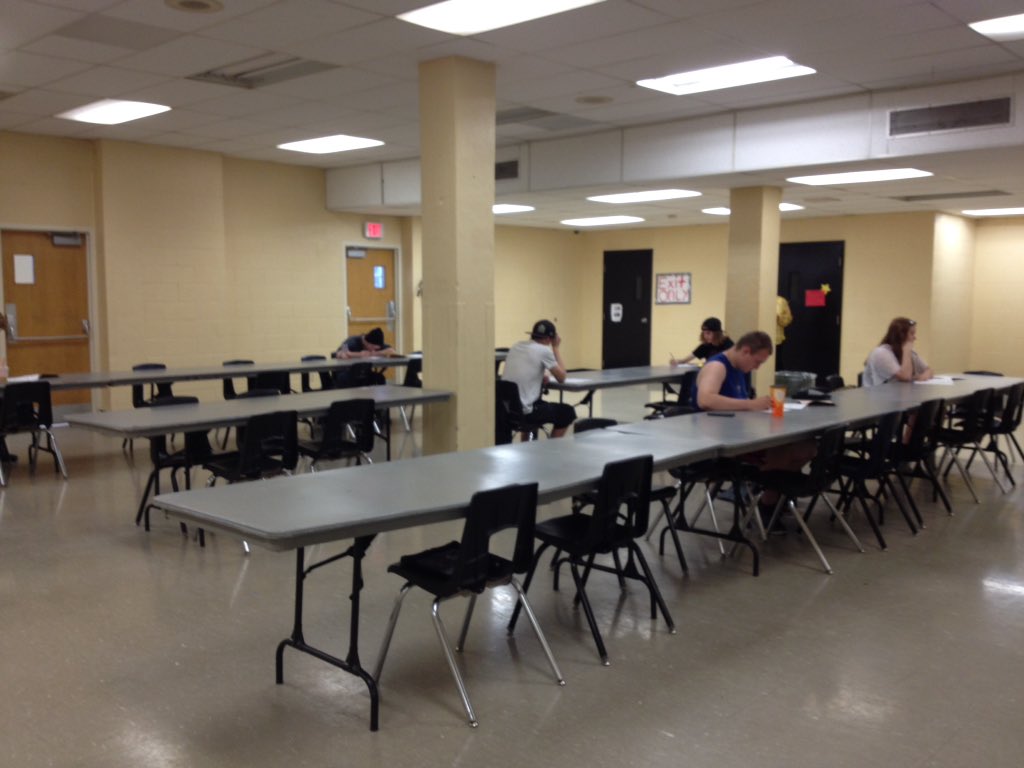 Grade 12 students writing their Food Handlers certification test.