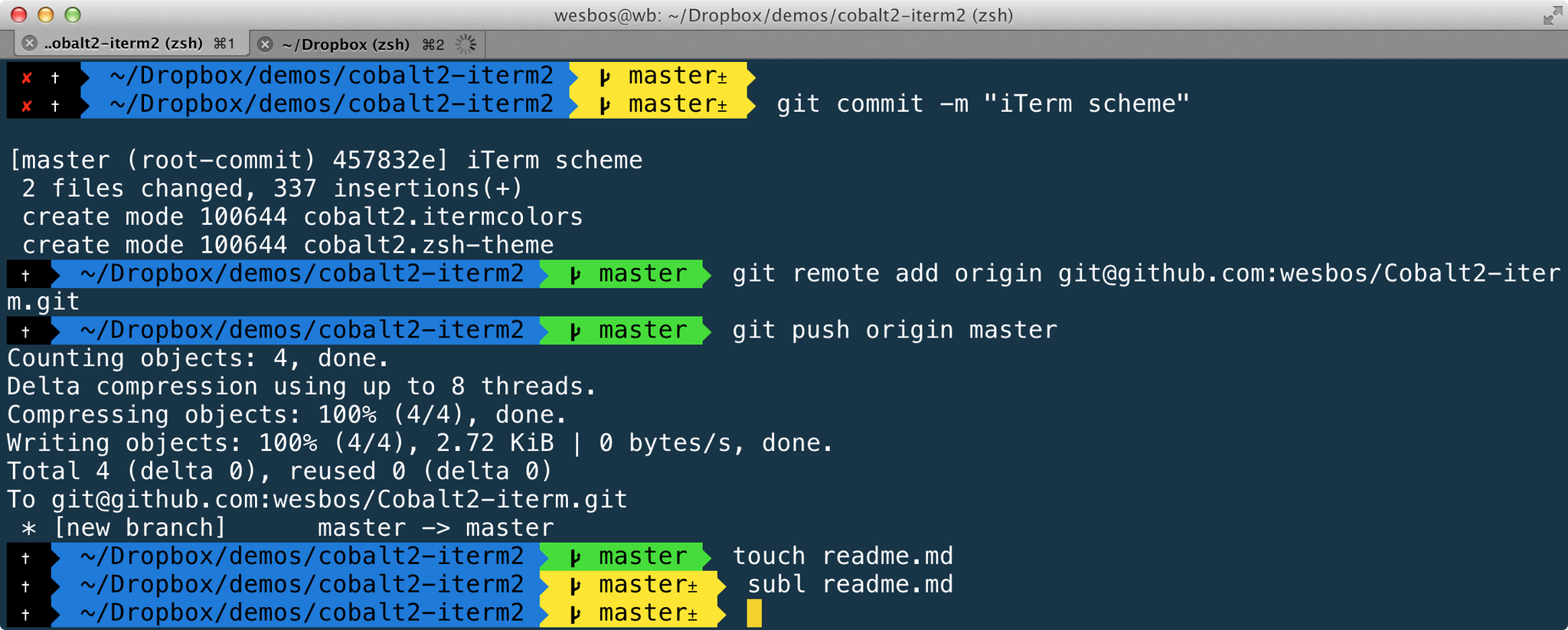 Wes Bos on Twitter: "Looking for some help + any input on the Cobalt2 ZSH theme. I want to trim long paths https://t.co/OEbUNGxR8Y https://t.co/ohcDgZFdMl" / Twitter Wes Bos on Twitter: "Looking for some help + any input on the Cobalt2 ZSH theme. I want to trim long paths https://t.co/OEbUNGxR8Y https://t.co/ohcDgZFdMl" / Twitter