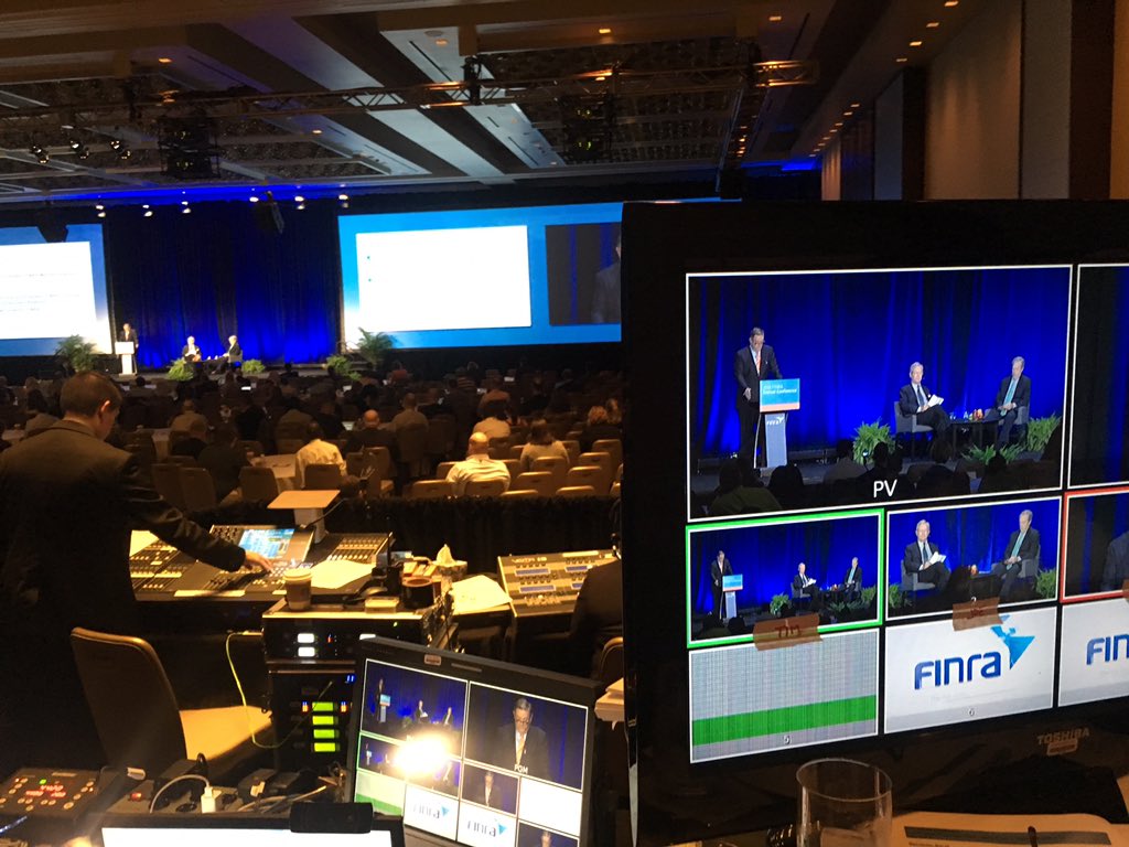 kennethpiner's tweet photo. And we are live for the last day of @FINRA_Education #finraac broadcast #FINRA2016 #director https://t.co/YePkgjxI2p
