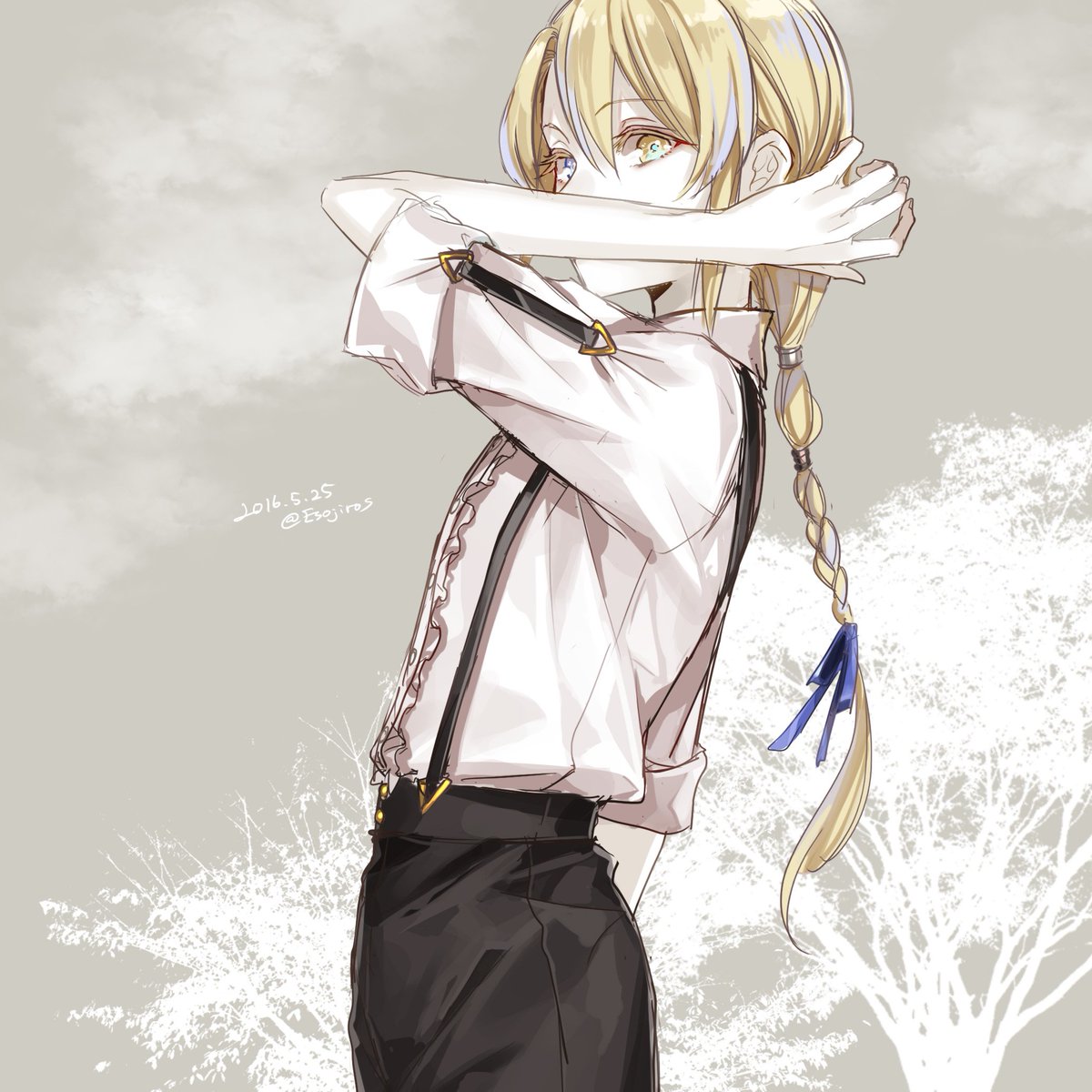 O Xrhsths 雨壱絵穹 Sto Twitter 素敵タグを見つけたので 創作クラスタさんに金髪オッドアイで14歳の美少年というお題でキャラデザして欲しい