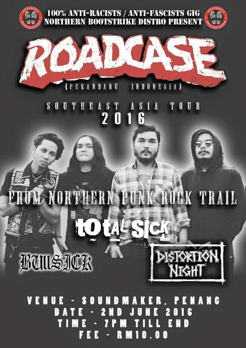 Jenn_Thompson's tweet photo. #PENANG June2, 2016 #ROADCASE SEA Tour 7pm SoundmakerStudio also ft. #TotalSick @bullsickhc #DistortionNight https://t.co/iFRgeX9eYe