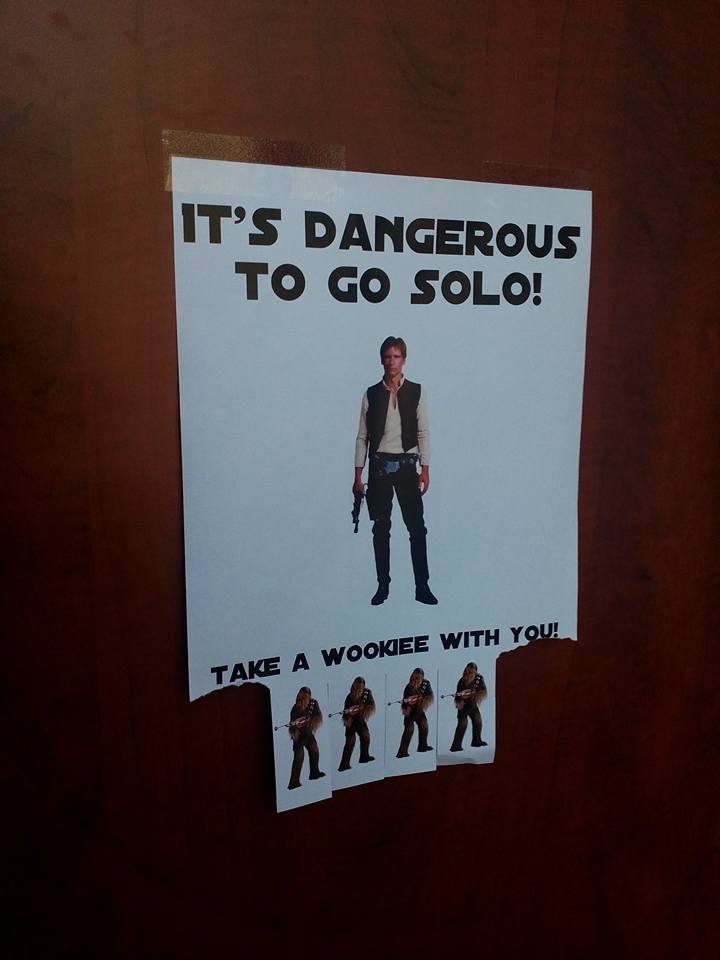ZkaPes's tweet photo. True story... Are you afraid? Take a #wookiee with you. 
#StarWars rock!
#meanwhileinlibrary
credits: Tadeas Burger https://t.co/DjHxTT4uxy