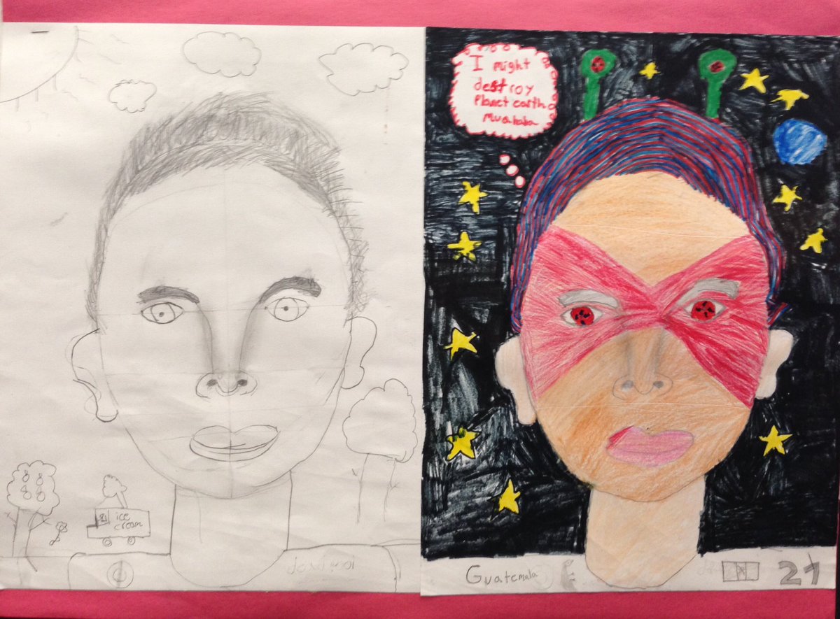 GR4 Realistic vs Fantasy Self-portraits...they did an incredible  job! <a href="/AbingdonGIFT/">Abingdon APS</a> <a href="/APSArts/">APS Arts Education</a>