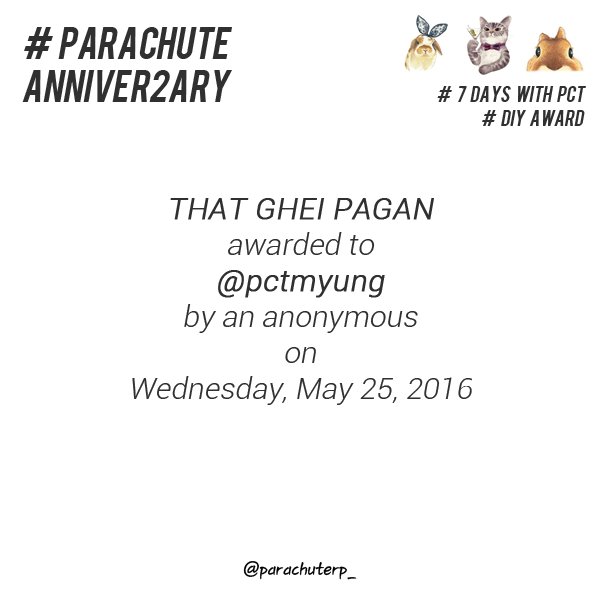 pctevents_'s tweet photo. ( #7DWPCT #7DAYSWITHPCT ) : #DIYAWARD to: @pctmyung https://t.co/8Oc7EwhR4E