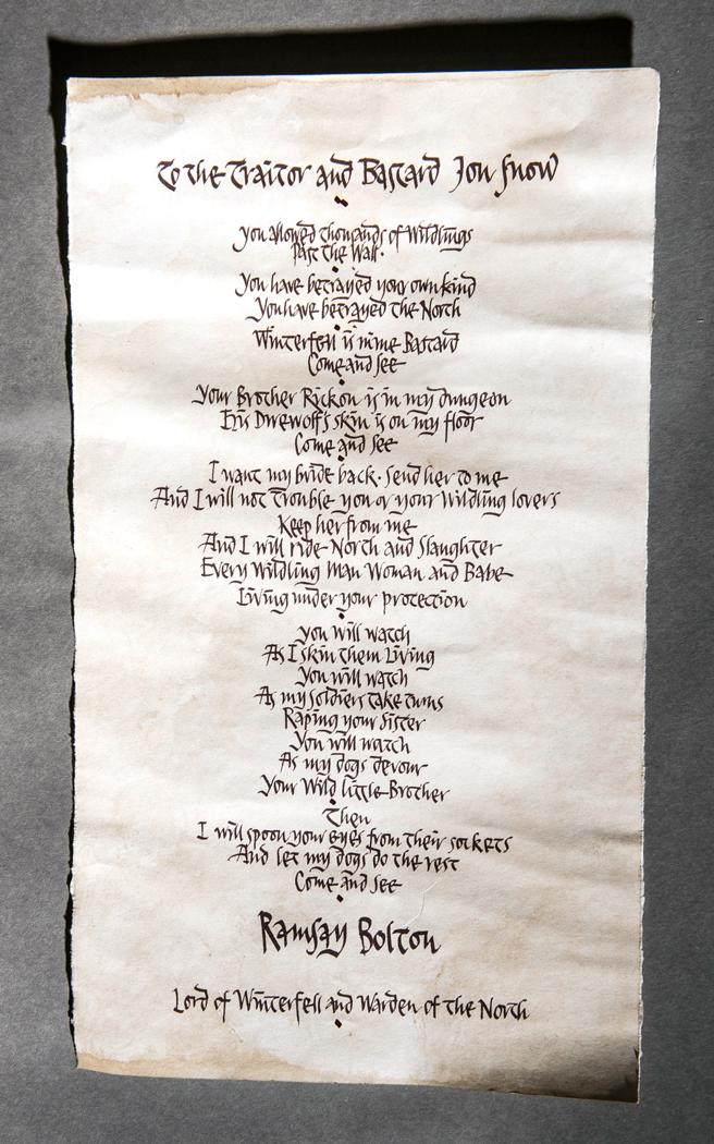 La carta de la discordia. Vía <a href="/LaVanguardia/">La Vanguardia</a> ➜ bit.ly/1RqjViq #JuegodeTronos #VivePoniente