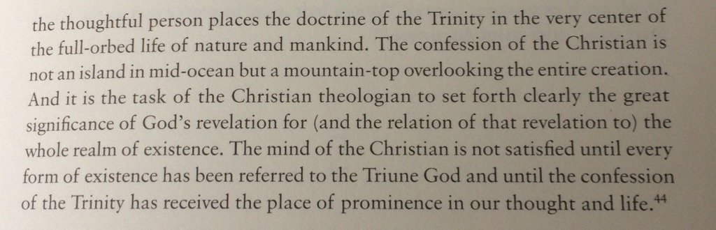 Great quote from Bavinck on the centrality of the Trinity.
