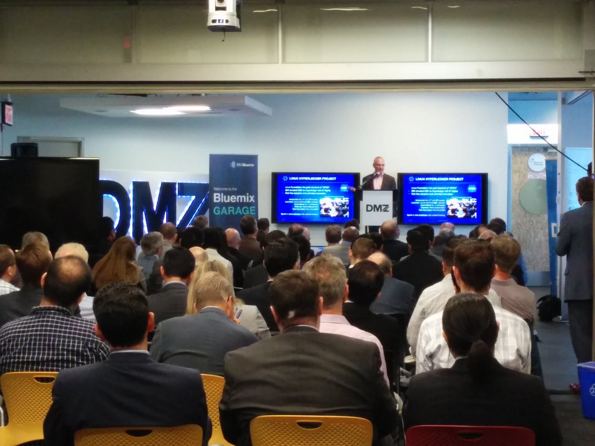 TarunGeorge's tweet photo. A packed house for @IBMcloud &amp; Blockchain event this morning @RyersonDMZ https://t.co/KyVwYSGw93
