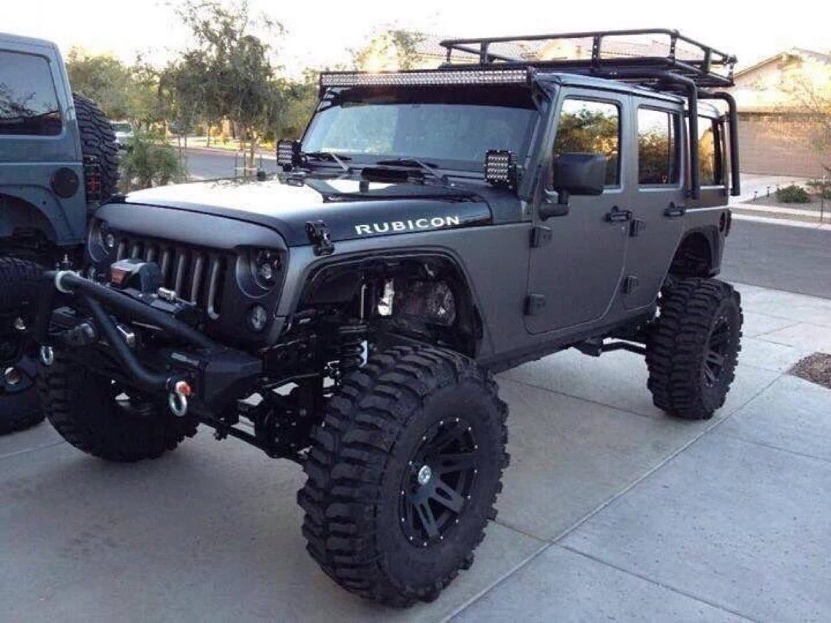 black jeep with big tires