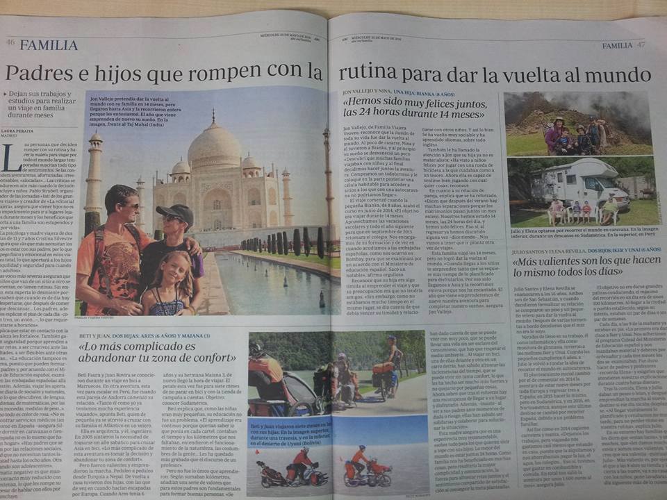 jgrandesviajes's tweet photo. ABC le dedica una doble a familias viajeras q han participado o van a hacerlo en las #IATIjgv. ¡Mil gracias @abc_es! https://t.co/4sfJKeFjee
