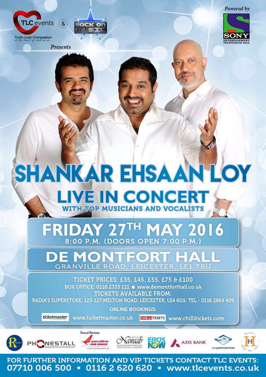 sach_shukla's tweet photo. 2 DAYS TO GO LEICESTER @Shankar_Live @EhsaanNoorani @loy_mendonsa LIVE IN CONCERT @SELPR7 @sonytvasia https://t.co/gKmbS0mZ0K