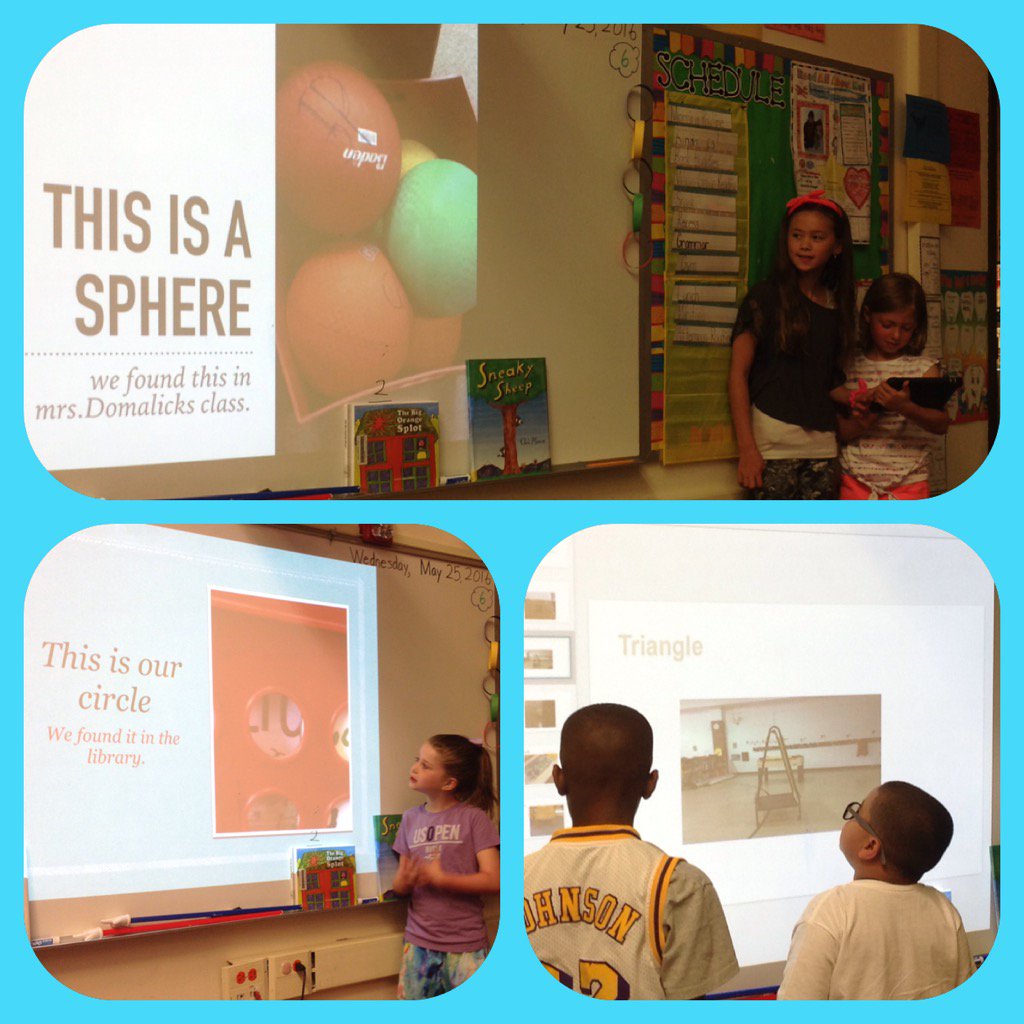 AllysonDEd's tweet photo. Presenting our shape scavenger hunts with @MrsDiviacchi  #mannschool #oakpark97 #geometry https://t.co/dJOvJopEA2